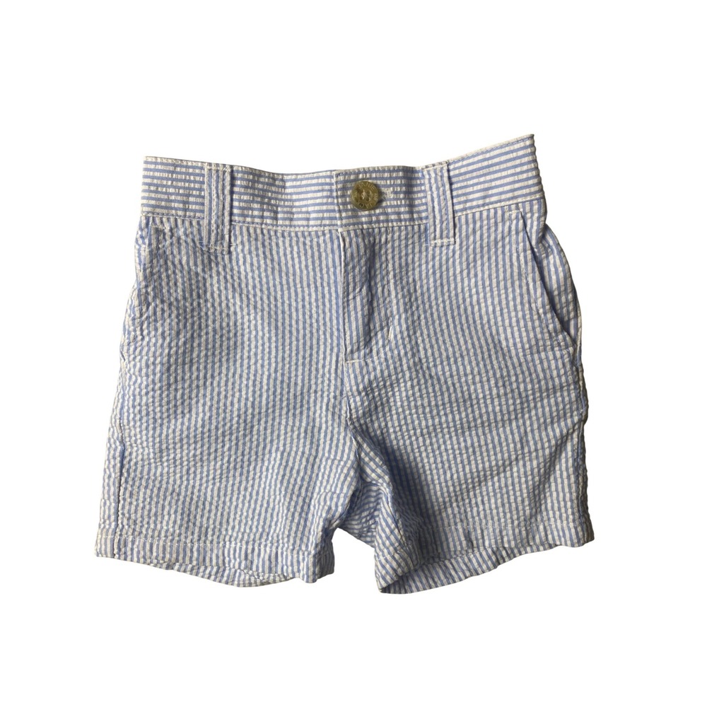 Janie and Jack Boys Blue White Seersucker Striped Shorts 6-12 Months NWOT